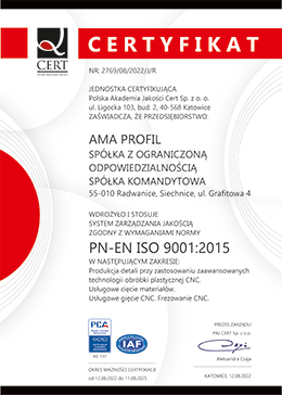 Certyfikat Jakości PN-ES ISO 9001:2015